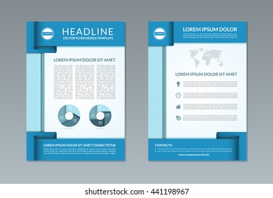 Flyer brochure design template. A4 size. Front and back page. Vector layout with business icons and infographic elements. Can be used for handbill, booklet, catalog, annual report, presentation etc.