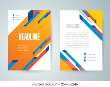 flyer brochure design template abstract stripes colorful A4 size