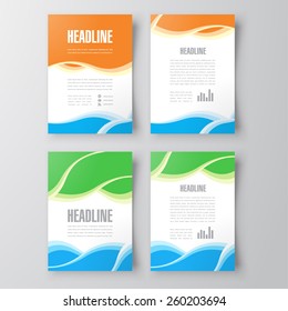 flyer brochure design template abstract waves