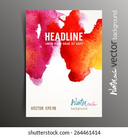 Flyer, brochure design template with abstract watercolor background