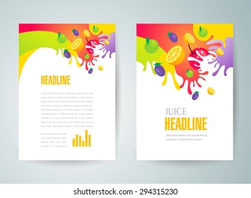 Flyer Brochure Design Template Abstract Fruit Juice Liquid Drops Splash Colorful