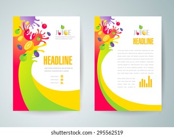 Flyer Brochure Design Template Abstract Fruit Juice Liquid Drops Splash Colorful