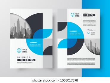 Flyer brochure design template business cover geometric theme circles blue color