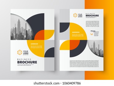 Flyer brochure design template business cover geometric theme circles yellow color