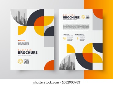 Flyer brochure design template business cover geometric theme circles yellow color