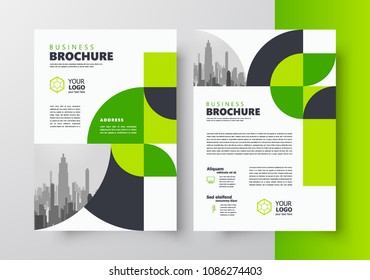 Flyer brochure design template business cover geometric theme circles green color