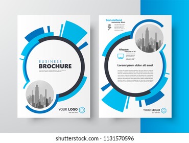 Flyer brochure design template business cover geometric theme circles blue color