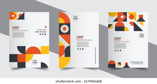 Flyer brochure design template business cover geometric theme circles yellow color - Vector	