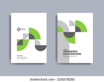 Flyer brochure design template business cover geometric theme circles green color