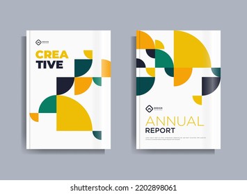 Flyer brochure design template business cover geometric theme circles green and yellow color