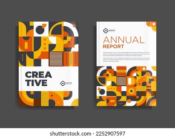 Flyer brochure design template business cover geometric theme circles orange and yellow color