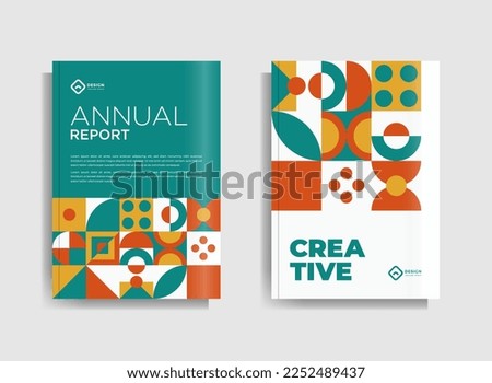 Flyer brochure design template business cover geometric theme circles orange and aqua color