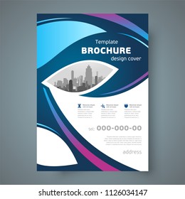 Flyer brochure design template cover curves theme blue