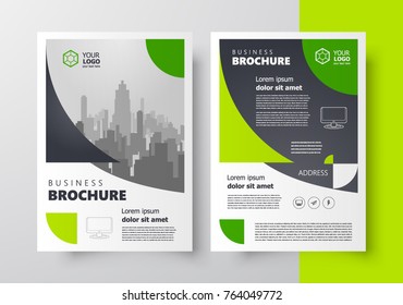 Flyer brochure design template, cover circles  green