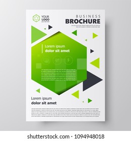 Flyer brochure design template, geometric theme green color