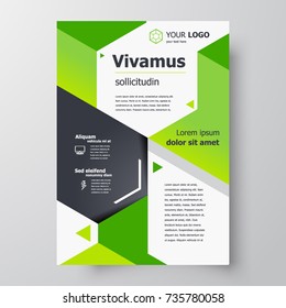 Flyer brochure design template geometric rhomb green color