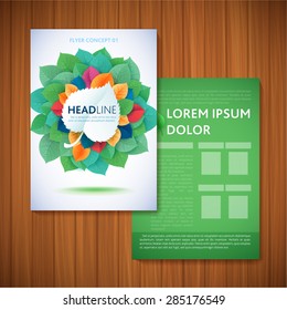 Flyer Brochure Design Template. Leaves Natural and Ecology Concept 