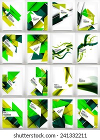 Volante, conjunto de plantillas de diseño de folleto, fondos geométricos de resumen de negocio, diseños Web o de impresión