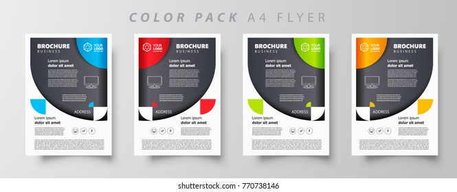 Flyer brochure design template set color, creative leaflet size A4, trend cover circles