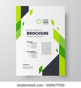 Flyer Brochure Design Template Size A4, Creative Cover Geometric Green Color