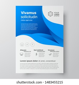 Flyer brochure design template size A4,curves theme blue color