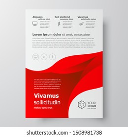 Flyer brochure design template size A4,curves theme red color