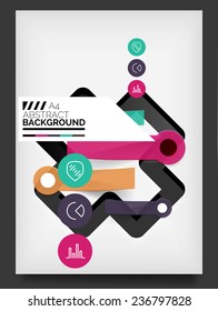 Flyer, Broschüren-Design-Vorlage, mit Aufklebern und Infografik-Elementen