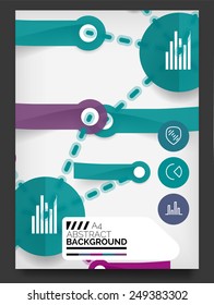 Flyer, Brochure Design Template, with stickers and infographics elements