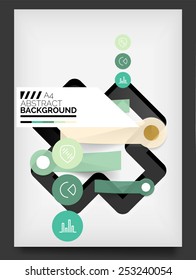 Flyer, Brochure Design Template, with stickers and infographics elements