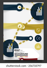 Flyer, Brochure Design Template, with stickers and infographics elements