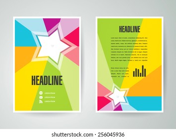 flyer brochure design template vector star colored rays