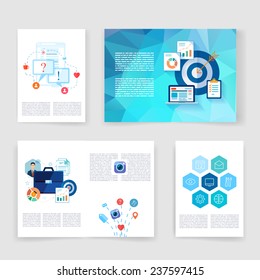 Flyer, Brochure Design Templates. Geometric Triangular Abstract Modern Backgrounds. Mobile Technologies, Applications and Infographic Concept. Vector Poster Templates