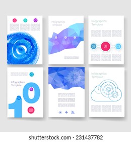 Flyer, Brochure Design Templates set. Geometric Triangular Abstract Modern Backgrounds. Mobile Technologies, Applications and Infographic Concept. 