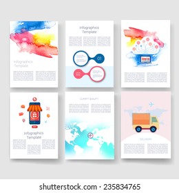 Flyer, Brochure Design Templates set. Geometric Triangular Abstract Modern Backgrounds. Mobile Technologies, Applications and Infographic Concept. 