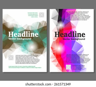 Flyer, brochure design templates set. Geometric triangular abstract modern backgrounds.