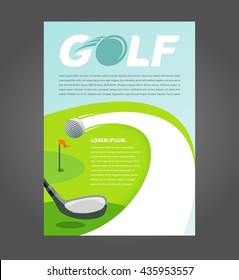 Flyer Brochure Golf, Cover A4 Size Game Action Golf