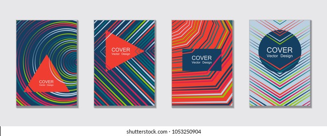 Flyer brochure leaflet poster cover design layout vector templates set in A4 size. Cover for annual report brochure flyer template design. A4 vector newsletter. Geometric shapes and halftone lines.