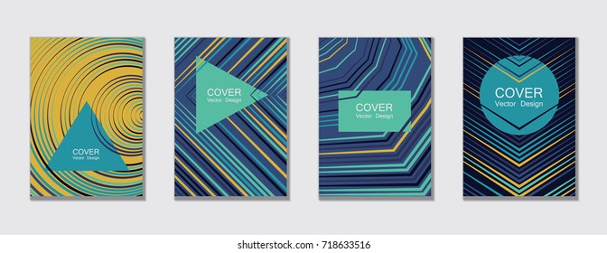 Flyer brochure leaflet poster cover design layout vector templates set in A4 size. Cover for annual report brochure flyer template design. A4 vector newsletter. Geometric shapes and halftone lines.