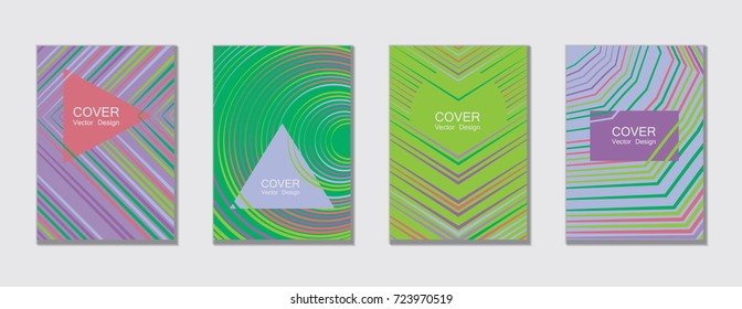 Flyer brochure leaflet poster cover design layout vector templates set in A4 size. Cover for annual report brochure flyer template design. A4 vector newsletter. Geometric shapes and halftone lines.