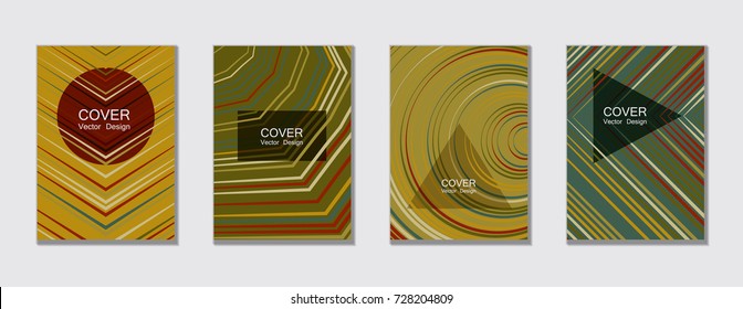 Flyer brochure leaflet poster cover design layout vector templates set in A4 size. Cover for annual report brochure flyer template design. A4 vector newsletter. Geometric shapes and halftone lines.