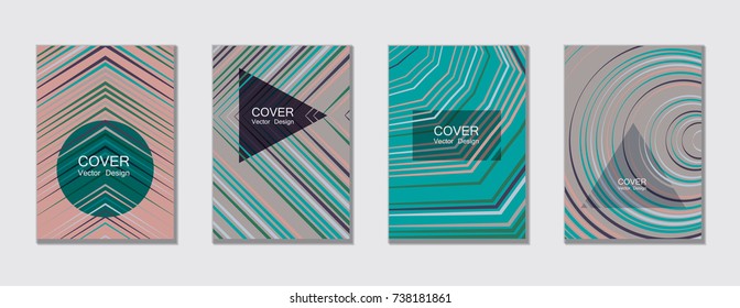 Flyer brochure leaflet poster cover design layout vector templates set in A4 size. Cover for annual report brochure flyer template design. A4 vector newsletter. Geometric shapes and halftone lines.