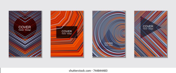 Flyer brochure leaflet poster cover design layout vector templates set in A4 size. Cover for annual report brochure flyer template design. A4 vector newsletter. Geometric shapes and halftone lines.