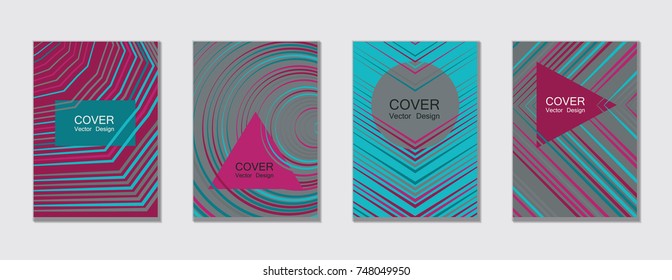 Flyer brochure leaflet poster cover design layout vector templates set in A4 size. Cover for annual report brochure flyer template design. A4 vector newsletter. Geometric shapes and halftone lines.