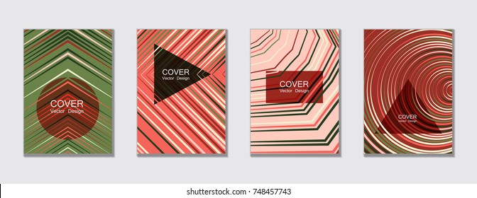 Flyer brochure leaflet poster cover design layout vector templates set in A4 size. Cover for annual report brochure flyer template design. A4 vector newsletter. Geometric shapes and halftone lines.