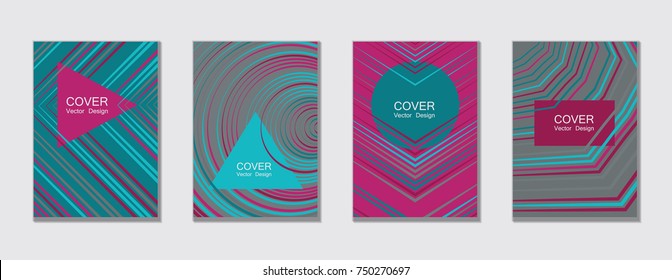 Flyer brochure leaflet poster cover design layout vector templates set in A4 size. Cover for annual report brochure flyer template design. A4 vector newsletter. Geometric shapes and halftone lines.