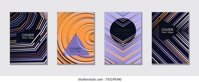 Flyer brochure leaflet poster cover design layout vector templates set in A4 size. Cover for annual report brochure flyer template design. A4 vector newsletter. Geometric shapes and halftone lines.