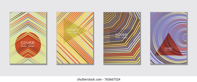 Flyer brochure leaflet poster cover design layout vector templates set in A4 size. Cover for annual report brochure flyer template design. A4 vector newsletter. Geometric shapes and halftone lines.
