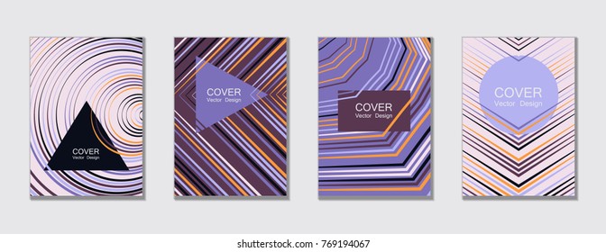 Flyer brochure leaflet poster cover design layout vector templates set in A4 size. Cover for annual report brochure flyer template design. A4 vector newsletter. Geometric shapes and halftone lines.