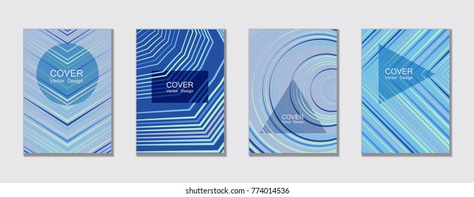 Flyer brochure leaflet poster cover design layout vector templates set in A4 size. Cover for annual report brochure flyer template design. A4 vector newsletter. Geometric shapes and halftone lines.