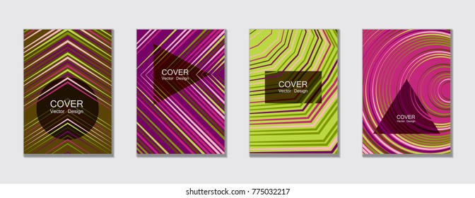 Flyer brochure leaflet poster cover design layout vector templates set in A4 size. Cover for annual report brochure flyer template design. A4 vector newsletter. Geometric shapes and halftone lines.